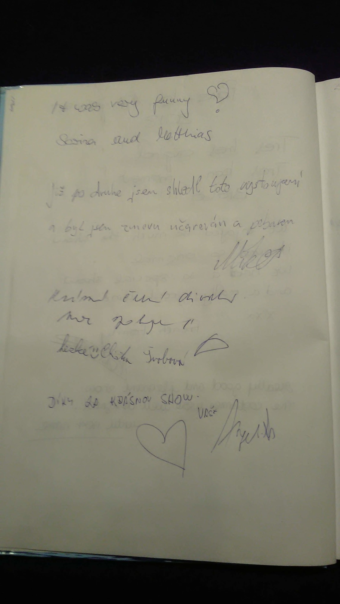 Black light theatre guestbook